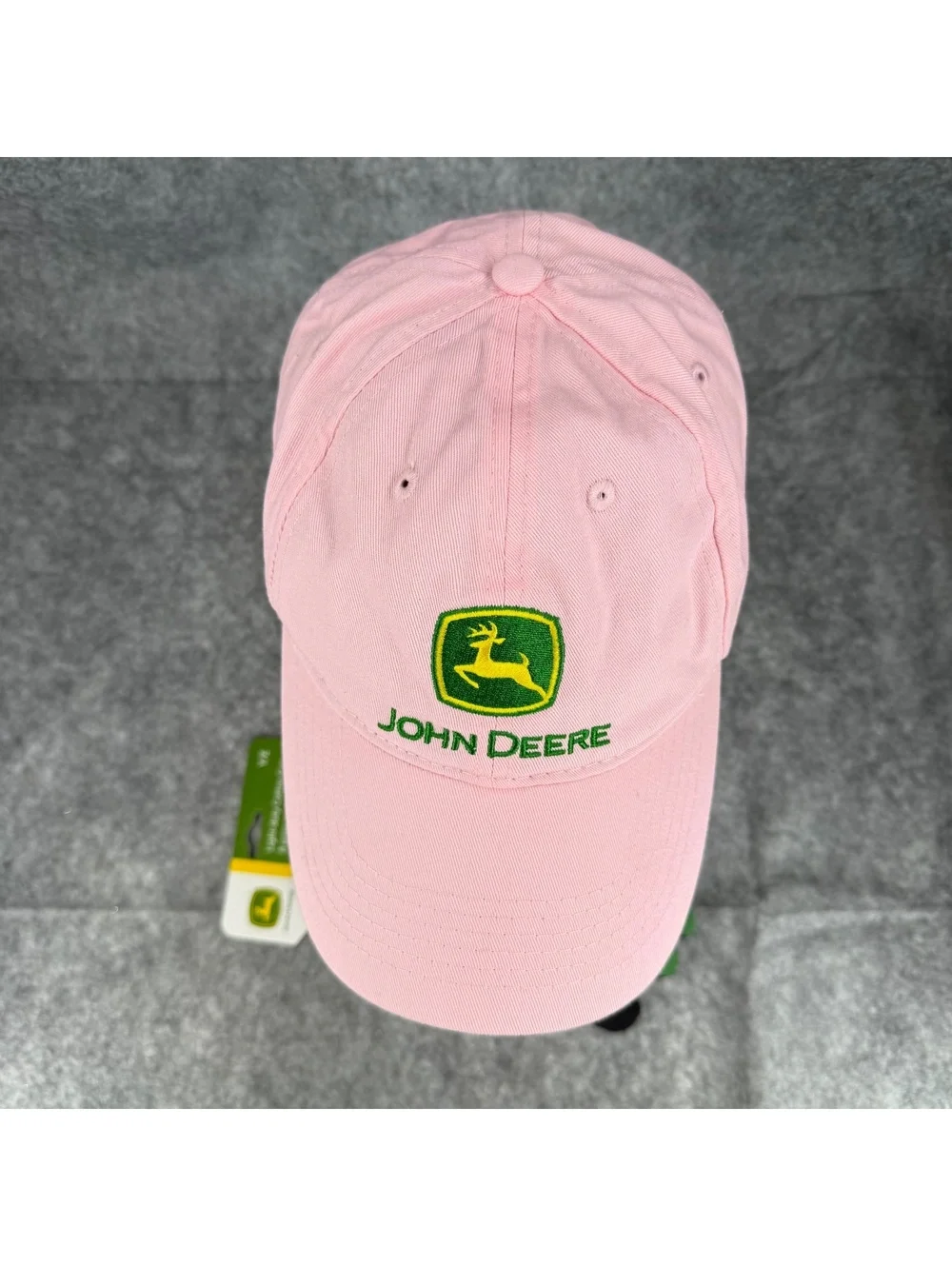 Bundle Girl’s John Deere Adjustable Size Hat Cap & Work Gloves Pink Green 071